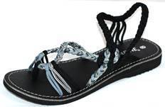 Grey black flat sandals